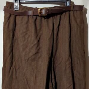 NWT Alfred Dunner Brown Pinstripe Trousers | Size 18W 0177